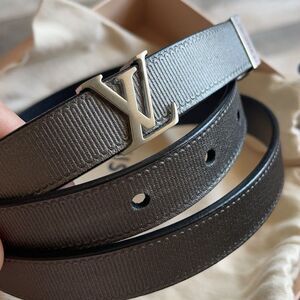 Louis Vuitton Initiales 20mm Metallic Gunmetal Belt 75/30
